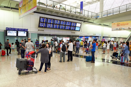 HONG KONG - JUNE 18, 2015: Hong Kong International Airport interior. Hong Kong International Airport...