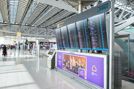 BANGKOK, THAILAND - JUNE 19, 2015: inside of Suvarnabhumi Airport. Suvarnabhumi Airport is one of two international airports serving Bangkokのeditorial素材