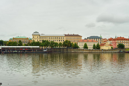 PRAGUE, CZECH REPUBLIC - AUGUST 18, 2015: view on Vltava river. The Vltava is the longest river within the Czech Republicのeditorial素材