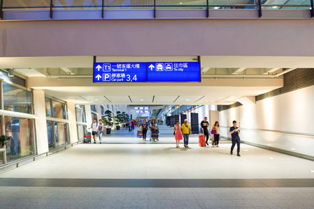 HONG KONG - JUNE 18, 2015: Hong Kong International Airport interior. Hong Kong International Airport is the main airport in Hong Kong. It is located on the island of Chek Lap Kokのeditorial素材