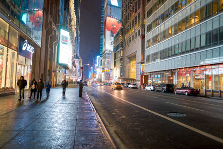 NEW YORK - CIRCA MARCH 2016: New York City at night. The City of New York, often called New York...