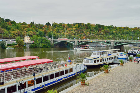 PRAGUE, CZECH REPUBLIC - AUGUST 18, 2015: streets of Prague. Prague is the capital and largest city of the Czech Republic. It is the 15th largest city in the European Union.のeditorial素材