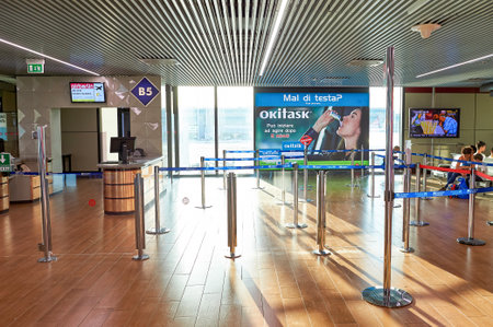 ROME, ITALY - AUGUST 04, 2015: inside of Fiumicino Airport. Fiumicino - Leonardo da Vinci...