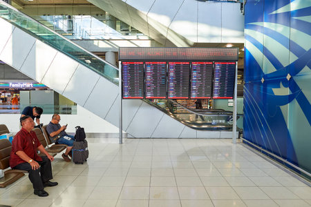 BANGKOK, THAILAND - JUNE 19, 2015: inside of Suvarnabhumi Airport. Suvarnabhumi Airport is one of two international airports serving Bangkokのeditorial素材