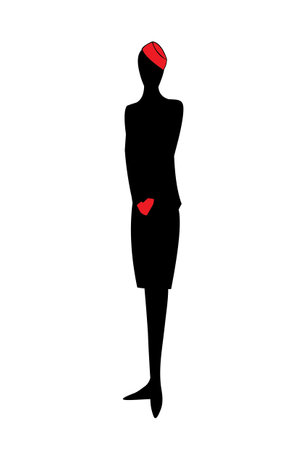 vector image of flight attendant silhouette, isolated on whiteのイラスト素材
