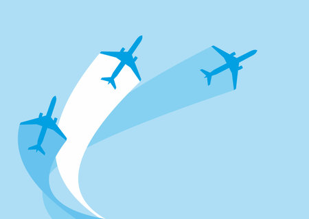 vector image of silhouettes of jet airplanesのイラスト素材