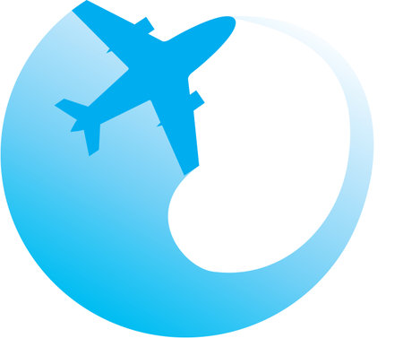 vector image of white silhouette of jet airplaneのイラスト素材