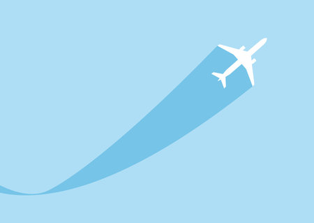 vector image of white silhouette of jet airplane