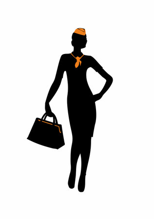vector image of flight attendante silhouette, isolated on whiteのイラスト素材