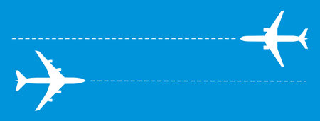 vector image of white silhouettes of jet airplanesのイラスト素材