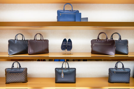 KUALA LUMPUR, MALAYSIA - MAY 09, 2016: inside of Louis Vuitton store. Louis Vuitton Malletier, commonly referred to as Louis Vuitton, or shortened to LV, is a French fashion house founded in 1854 by Louis Vuitton.のeditorial素材