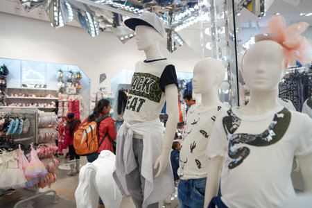 NEW YORK - CIRCA MARCH 2016: interior of Times Square H&M store. H & M Hennes & Mauritz AB is a Swedish multinational retail-clothing company, known for its fast-fashion clothing for men, women, teenagers and children.のeditorial素材