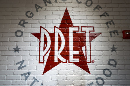 NEW YORK - CIRCA MARCH, 2016: inside Pret a Manger. Pret a Manger is a sandwich shop chain based in the United Kingdomのeditorial素材