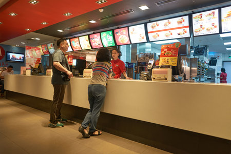SHENZHEN, CHINA - MAY 07, 2016: inside of McDonald's restaurant. McDonald's is the world's largest...