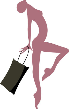 vector image of woman silhouette with bag isolated on whiteのイラスト素材
