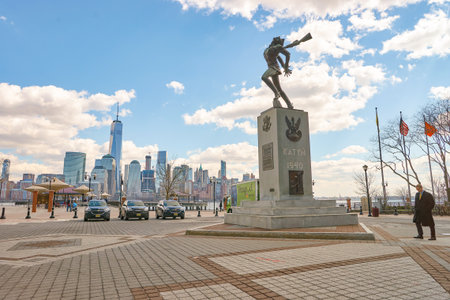 JERSEY CITY, NJ - CIRCA MARCH, 2016: Jersey City at daytime. Jersey City is the second most populous city in the U.S. state of New Jersey after Newark.のeditorial素材