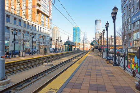 JERSEY CITY, NJ - CIRCA MARCH, 2016: Jersey City at daytime. Jersey City is the second most populous city in the U.S. state of New Jersey after Newark.のeditorial素材