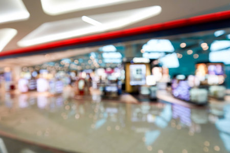 Defocused shot of Dubai International Airport interiorのeditorial素材