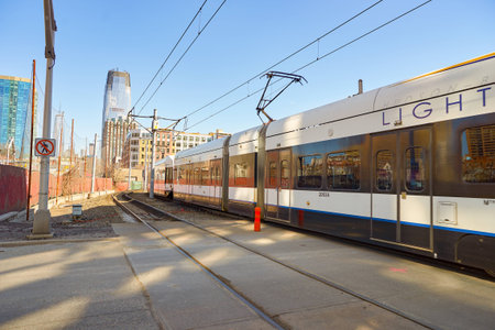 JERSEY CITY, NJ - CIRCA MARCH, 2016: Jersey City at daytime. Jersey City is the second most populous city in the U.S. state of New Jersey after Newark.のeditorial素材