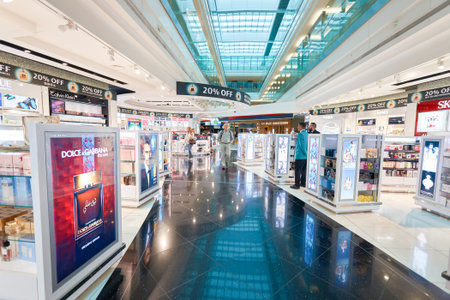 DUBAI, UAE - MARCH 09, 2016: inside of Dubai International Airport. Dubai International Airport is...