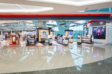 DUBAI, UAE - MARCH 09, 2016: inside of Dubai International Airport. Dubai International Airport is the primary airport serving Dubai, United Arab Emiratesのeditorial素材