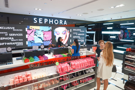 KUALA LUMPUR, MALAYSIA - MAY 09, 2016: Sephora store in Suria KLCC. Suria KLCC is a shopping mall is located in the Kuala Lumpur City Centre district. It is in the vicinity of the landmark the Petronas Towers.のeditorial素材