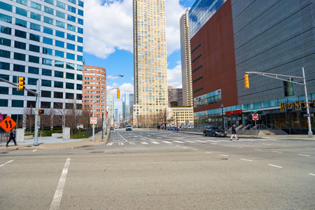 JERSEY CITY, NJ - CIRCA MARCH, 2016: Jersey City at daytime. Jersey City is the second most populous city in the U.S. state of New Jersey after Newark.のeditorial素材