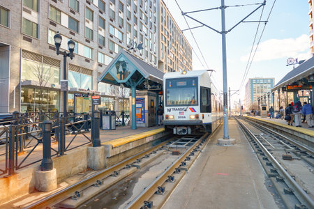 JERSEY CITY, NJ - CIRCA MARCH, 2016: Jersey City at daytime. Jersey City is the second most populous city in the U.S. state of New Jersey after Newark.のeditorial素材