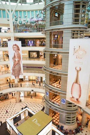 KUALA LUMPUR, MALAYSIA - MAY 09, 2016: inside of Suria KLCC. Suria KLCC is a shopping mall is located in the Kuala Lumpur City Centre district. It is in the vicinity of the landmark the Petronas Towers.のeditorial素材