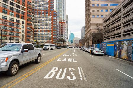 JERSEY CITY, NJ - CIRCA MARCH, 2016: Jersey City at daytime. Jersey City is the second most populous city in the U.S. state of New Jersey after Newark.のeditorial素材