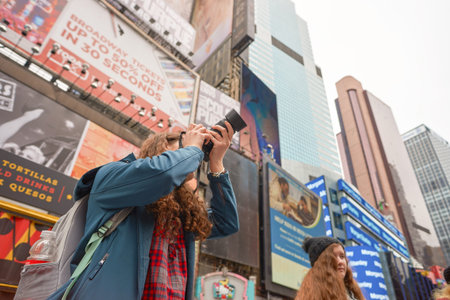 NEW YORK - CIRCA MARCH, 2016: outdoor lifestyle portrait of young woman in New York. The City of New York is the most populous city in the United Statesのeditorial素材