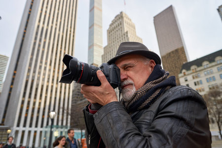 NEW YORK - CIRCA MARCH, 2016: man taking photos in New York. The City of New York, often called New York City or simply New York, is the most populous city in the United Statesのeditorial素材