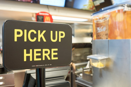 JERSEY CITY, NJ - CIRCA MARCH, 2016: inside of McDonald's restaurant. McDonald's is the world's largest chain of hamburger fast food restaurants, founded in the United States.のeditorial素材