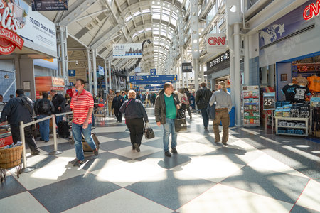 CHICAGO - APRIL 05, 2016: inside of O'Hare International Airport. O'Hare is currently a major hub for American Airlines and United Airlines, as well as a hub for regional carrier Air Choice One.のeditorial素材