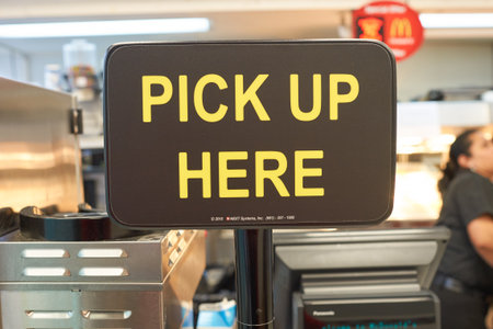 JERSEY CITY, NJ - CIRCA MARCH, 2016: inside of McDonald's restaurant. McDonald's is the world's largest chain of hamburger fast food restaurants, founded in the United States.のeditorial素材