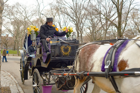 NEW YORK - CIRCA MARCH 2016: Central Park in March. Central Park is an urban park in middle-upper Manhattan, within New York City.のeditorial素材