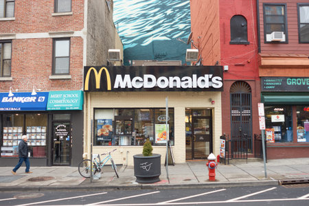JERSEY CITY, NJ - CIRCA MARCH, 2016: exterior of McDonald's restaurant. McDonald's is the world's...