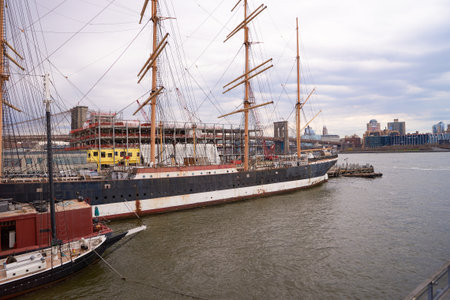 NEW YORK - MARCH 17, 2016: view from Pier 15 at daytime. Pier 15 is located east of South Street and...