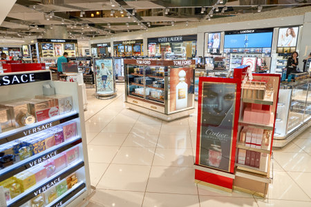 DUBAI, UAE - APRIL 08, 2016: inside of Dubai International Airport. Dubai International Airport is the primary airport serving Dubai, United Arab Emiratesのeditorial素材