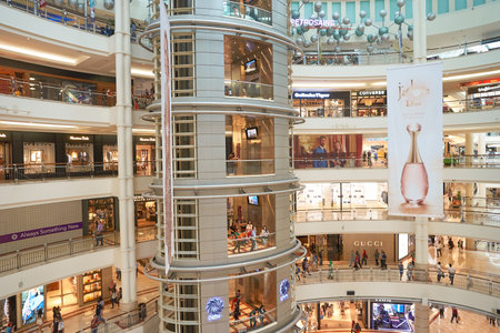 KUALA LUMPUR, MALAYSIA - MAY 09, 2016: inside of Suria KLCC. Suria KLCC is a shopping mall is located in the Kuala Lumpur City Centre district. It is in the vicinity of the landmark the Petronas Towers.のeditorial素材