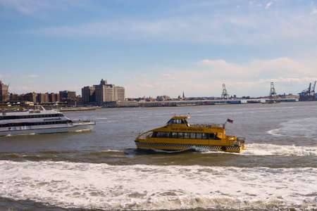 NEW YORK - MARCH 17, 2016: view from Pier 15 at daytime. Pier 15 is located east of South Street and FDR Drive in Lower Manhattan, New York City.のeditorial素材