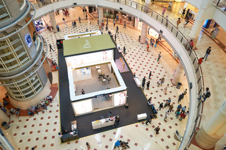 KUALA LUMPUR, MALAYSIA - MAY 09, 2016: inside of Suria KLCC. Suria KLCC is a shopping mall is located in the Kuala Lumpur City Centre district. It is in the vicinity of the landmark the Petronas Towers.のeditorial素材