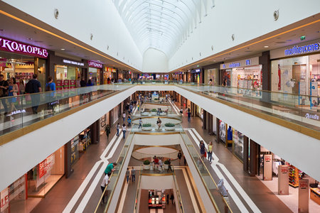 SAINT PETERSBURG, RUSSIA - CIRCA JULY, 2015: inside of Galeria shopping center. Galeria is major shopping and entertainment center is located in downtown of St. Petersburgのeditorial素材
