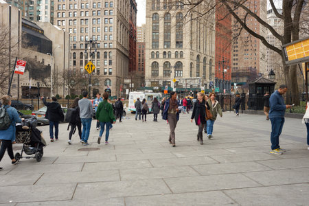 NEW YORK - CIRCA MARCH, 2016: people walking on the New York City street. The City of New York is the most populous city in the United Statesのeditorial素材