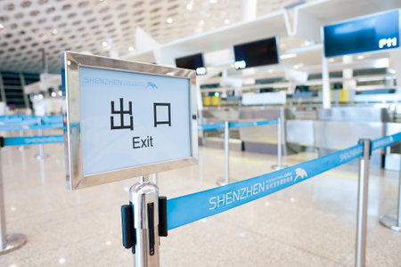 SHENZHEN, CHINA - CIRCA MAY, 2016: inside of Shenzhen Bao'an International Airport. It is located near Huangtian and Fuyong villages in Bao'an District, Shenzhen, Guangdong, China.のeditorial素材