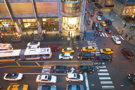 CHICAGO, IL - CIRCA MARCH, 2016: Chicago at dusk. Chicago is the third most populous city in the United States.のeditorial素材