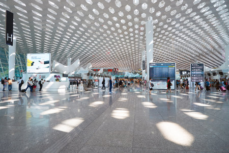 SHENZHEN, CHINA - CIRCA MAY, 2016: inside of Shenzhen Bao'an International Airport. It is located near Huangtian and Fuyong villages in Bao'an District, Shenzhen, Guangdong, China.のeditorial素材