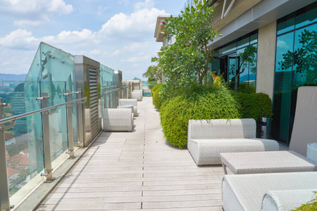 KUALA LUMPUR, MALAYSIA - CIRCA MAY, 2016: terrace at The GTower building. The building contains offices, a hotel and club facilities.のeditorial素材
