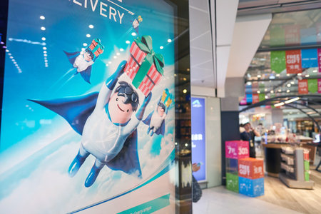 HONG KONG - MAY 12, 2016: inside of Hong Kong International Airport. Hong Kong International Airport is the main airport in Hong Kong. It is located on the island of Chek Lap Kok.のeditorial素材