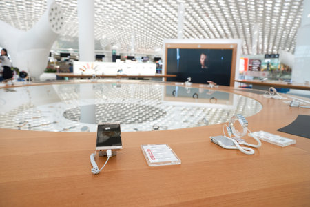 SHENZHEN, CHINA - CIRCA MAY, 2016: inside of Shenzhen Bao'an International Airport. It is located near Huangtian and Fuyong villages in Bao'an District, Shenzhen, Guangdong, China.のeditorial素材